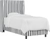 K-430BEDCBSTRGRYWHOGA Contemporary Gray Striped Twin Upholstered Wingback Bed