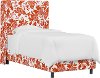 K-430BEDGRDBRBORNOGA Contemporary Orange Bird Twin Upholstered Wingback Bed