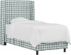 K-430BEDBFFLGNGPWBLUOGA Contemporary Blue Gingham Twin Upholstered Wingback Bed