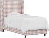 K-430BEDBFFLGNGBBPNKOGA Contemporary Pink Gingham Twin Upholstered Wingback Bed