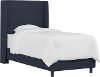 K-430BEDDCKNV Contemporary Navy Blue Twin Upholstered Wingback Bed