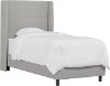 K-430BEDDCKGR Contemporary Light Gray Twin Upholstered Wingback Bed