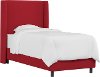 K-430BEDPRMRD Contemporary Red Twin Upholstered Wingback Bed