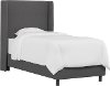 K-430BEDPRMCHR Contemporary Dark Gray Twin Upholstered Wingback Bed
