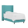 K-430BEDPRMAZR Contemporary Azure Blue Twin Upholstered Wingback Bed