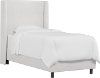 K-430BEDVLVWHT Contemporary White Velvet Twin Upholstered Wingback Bed