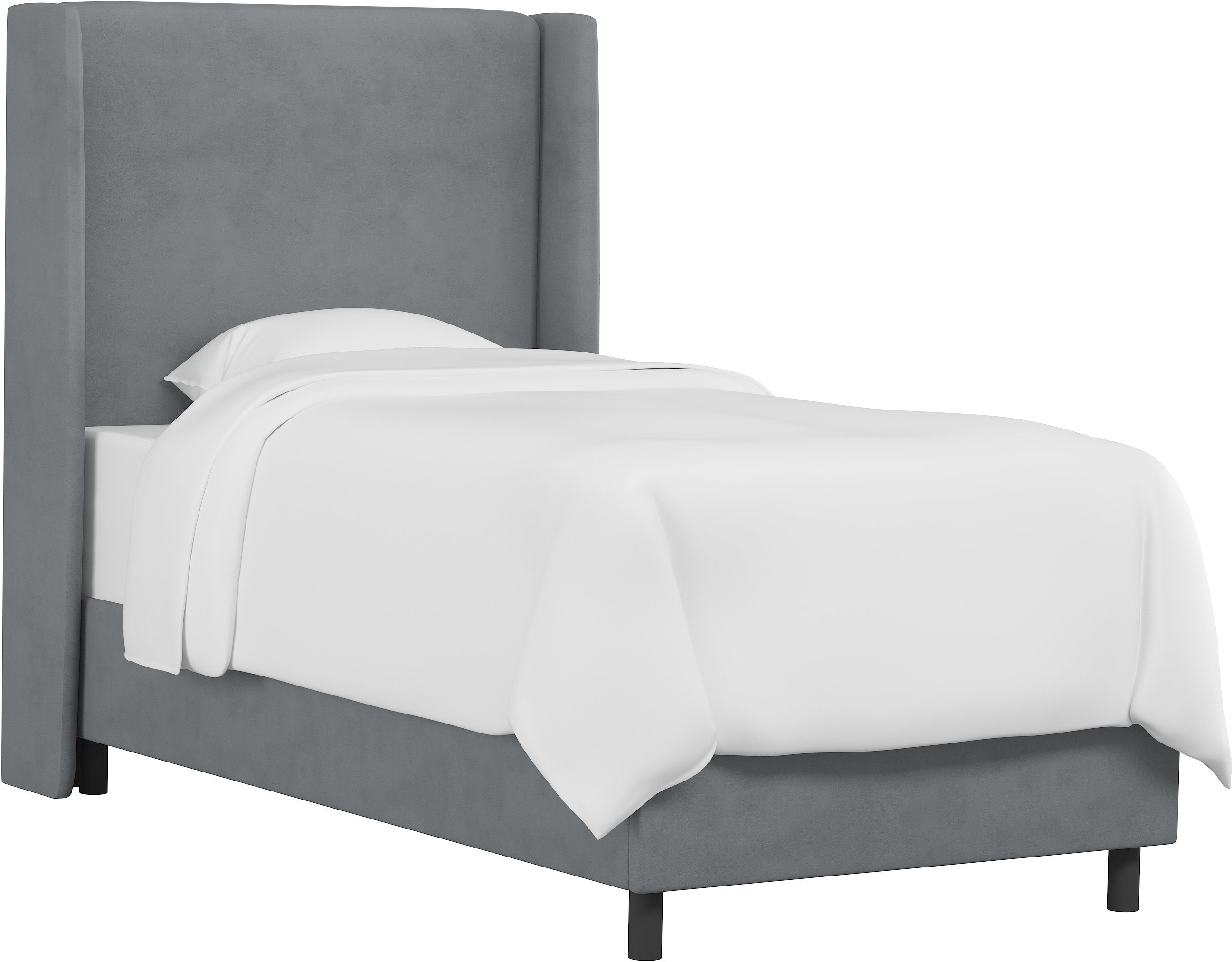 K-431BEDVLVSTLGR Contemporary Gray Velvet Full Upholstered Wingback Bed-1