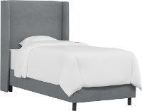 K-431BEDVLVSTLGR Contemporary Gray Velvet Full Upholstered Wingback Bed