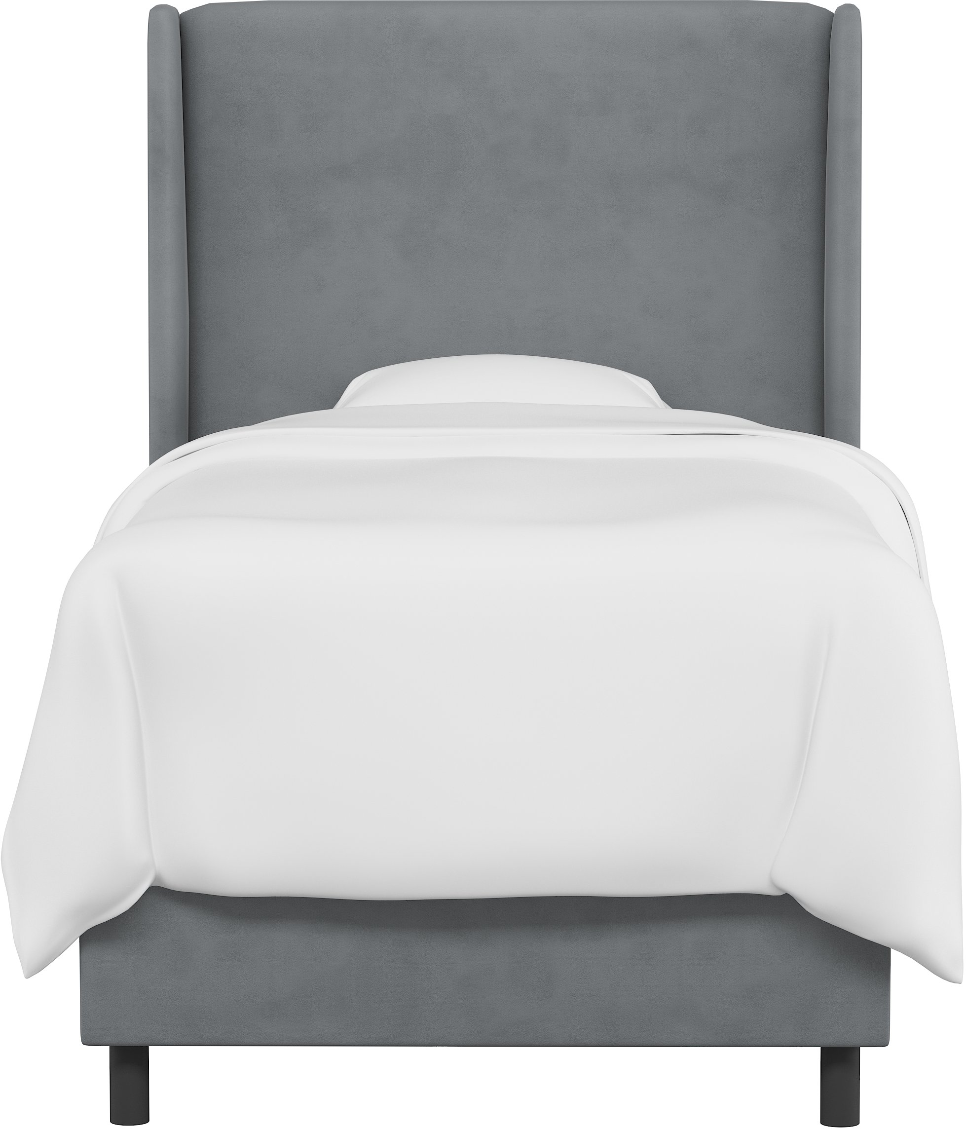 K-431BEDVLVSTLGR Contemporary Gray Velvet Full Upholstered Wingback Bed-2