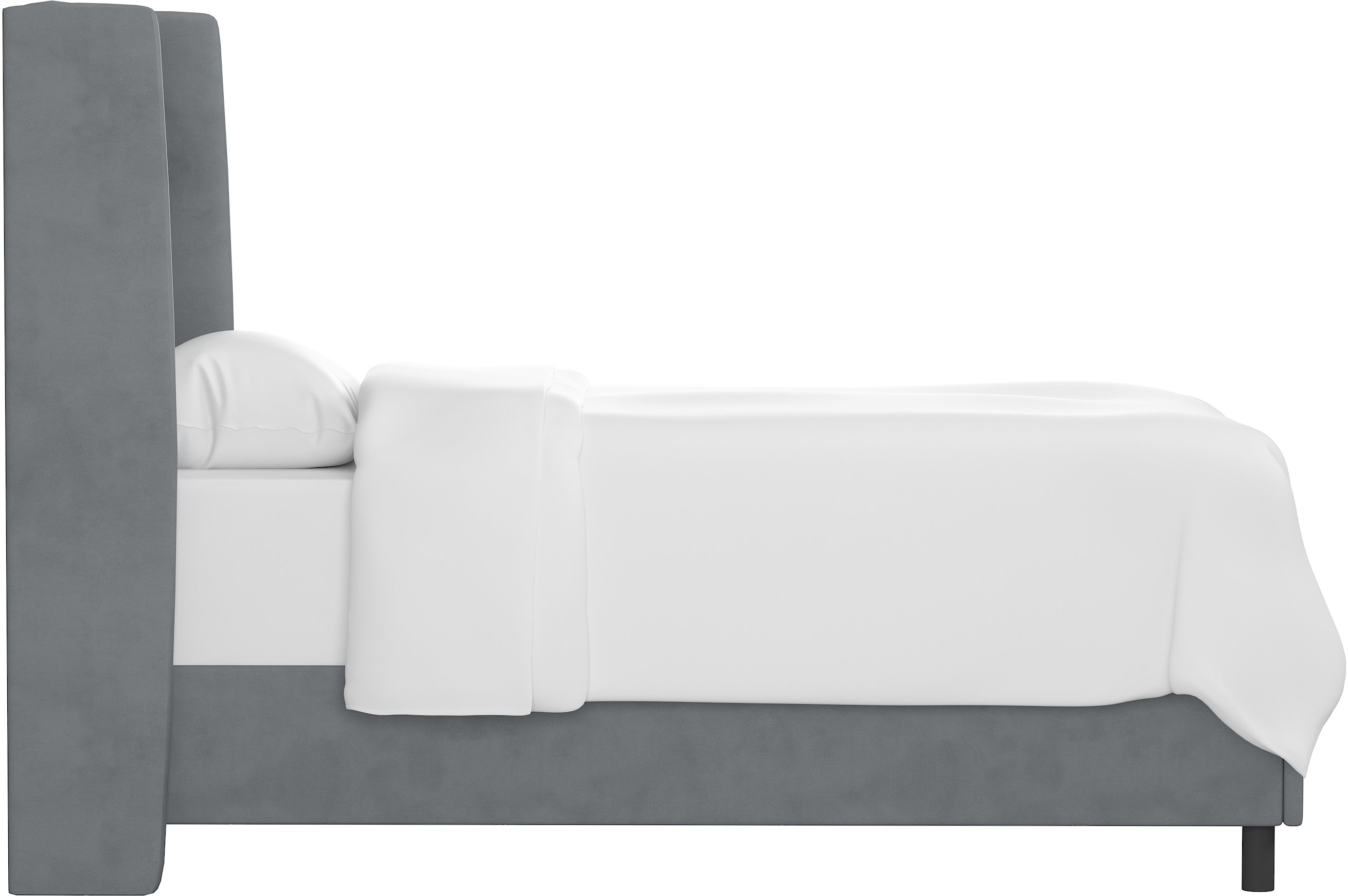 K-431BEDVLVSTLGR Contemporary Gray Velvet Full Upholstered Wingback Bed-3