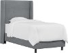 K-430BEDVLVSTLGR Contemporary Gray Velvet Twin Upholstered Wingback Bed
