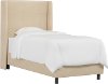 K-430BEDVLVPRL Contemporary Beige Velvet Twin Upholstered Wingback Bed