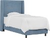 K-430BEDVLVOCN Contemporary Blue Velvet Twin Upholstered Wingback Bed