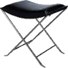 Black Leather Stool on Silver Iron Frame
