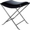Black Leather Stool on Silver Iron Frame