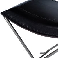 Black Leather Stool on Silver Iron Frame-2