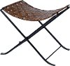 Brown Leather Stool on Black Iron Frame
