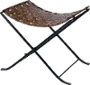 Brown Leather Stool on Black Iron Frame