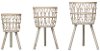 22 Inch White Wash Bamboo Wooden Basket with Legs
