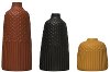 Yellow 4 Inch Embossed Stoneware Vase with Matte Glaze