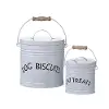 Clearance 6 Inch White Metal Pet Treat Container with Handles