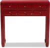148-8192-RCW Antique Red-Finished Wood 6-Drawer Sofa Table - Zavanna