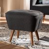148-8227-RCW Mid Century Modern Dark Gray Upholstered Ottoman - Jeanie