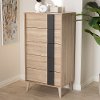 148-8254-RCW Modern Oak and Gray 5 Drawer Chest of Drawers - Silas