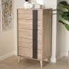 148-8254-RCW Modern Oak and Gray 5 Drawer Chest of Drawers - Silas