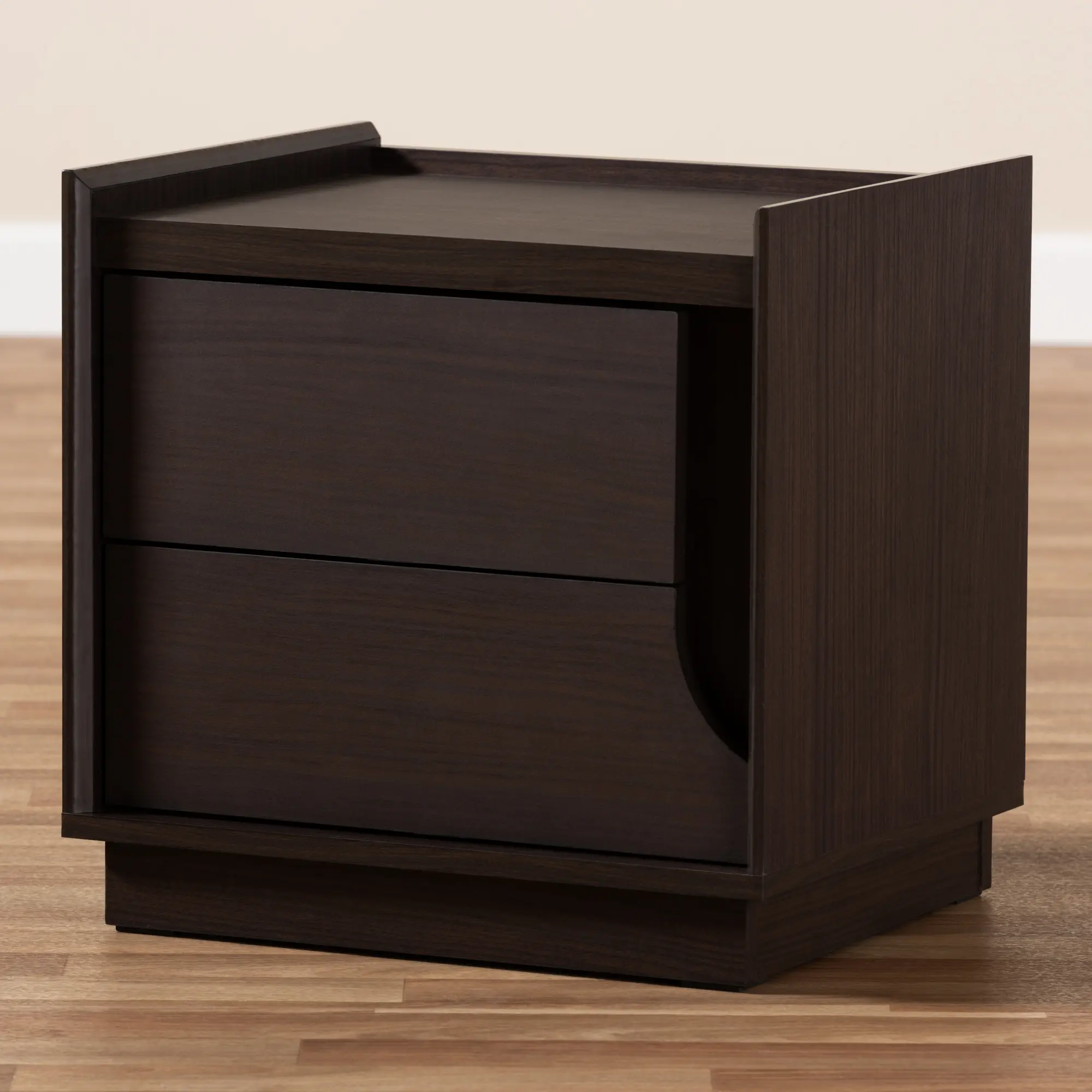Modern Brown 2 Drawer Nightstand - Justin-2