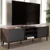Modern Brown and Dark Grey Finished Mid-Century TV Stand - Abilene
