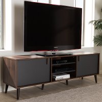 Modern Brown and Dark Grey Finished Mid-Century TV Stand - Abilene-1