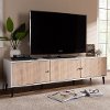 148-8977-RCW Mid-Century Modern White and Light Oak 6-Shelf TV Stand - Brennan
