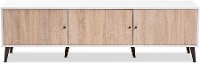 148-8977-RCW Mid-Century Modern White and Light Oak 6-Shelf TV Stand - Brennan-3