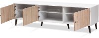 148-8977-RCW Mid-Century Modern White and Light Oak 6-Shelf TV Stand - Brennan-5