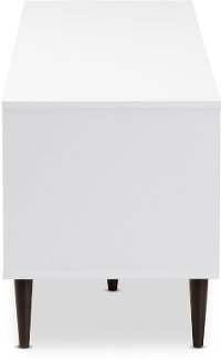148-8977-RCW Mid-Century Modern White and Light Oak 6-Shelf TV Stand - Brennan-6