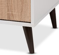 148-8977-RCW Mid-Century Modern White and Light Oak 6-Shelf TV Stand - Brennan-7