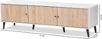 148-8977-RCW Mid-Century Modern White and Light Oak 6-Shelf TV Stand - Brennan-8