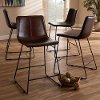 149-8966-RCW Industrial Brown Faux Leather Counter Height Stool (Set of 4) - Lyndon
