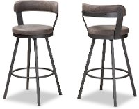 149-8968-RCW Industrial Gray Upholstered Swivel Bar Stool (Set of 2) - Delbert
