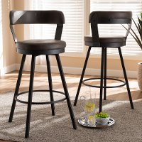 149-8968-RCW Industrial Gray Upholstered Swivel Bar Stool (Set of 2) - Delbert-2