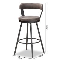 149-8968-RCW Industrial Gray Upholstered Swivel Bar Stool (Set of 2) - Delbert-3