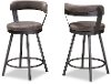 Industrial Gray Upholstered Swivel Counter Height Stool (Set of 2) - Delbert