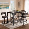 Industrial Gray 5 Piece Counter Height Dining Set with Swivel Chairs - Delbert