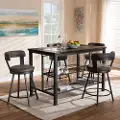 149-8969-8965-RCW Industrial Gray 5 Piece Counter Height Dining Set with Swivel Chairs - Delbert