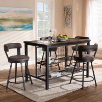 149-8969-8965-RCW Industrial Gray 5 Piece Counter Height Dining Set with Swivel Chairs - Delbert