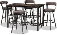 149-8969-8965-RCW Industrial Gray 5 Piece Counter Height Dining Set with Swivel Chairs - Delbert-3