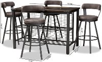 149-8969-8965-RCW Industrial Gray 5 Piece Counter Height Dining Set with Swivel Chairs - Delbert-6