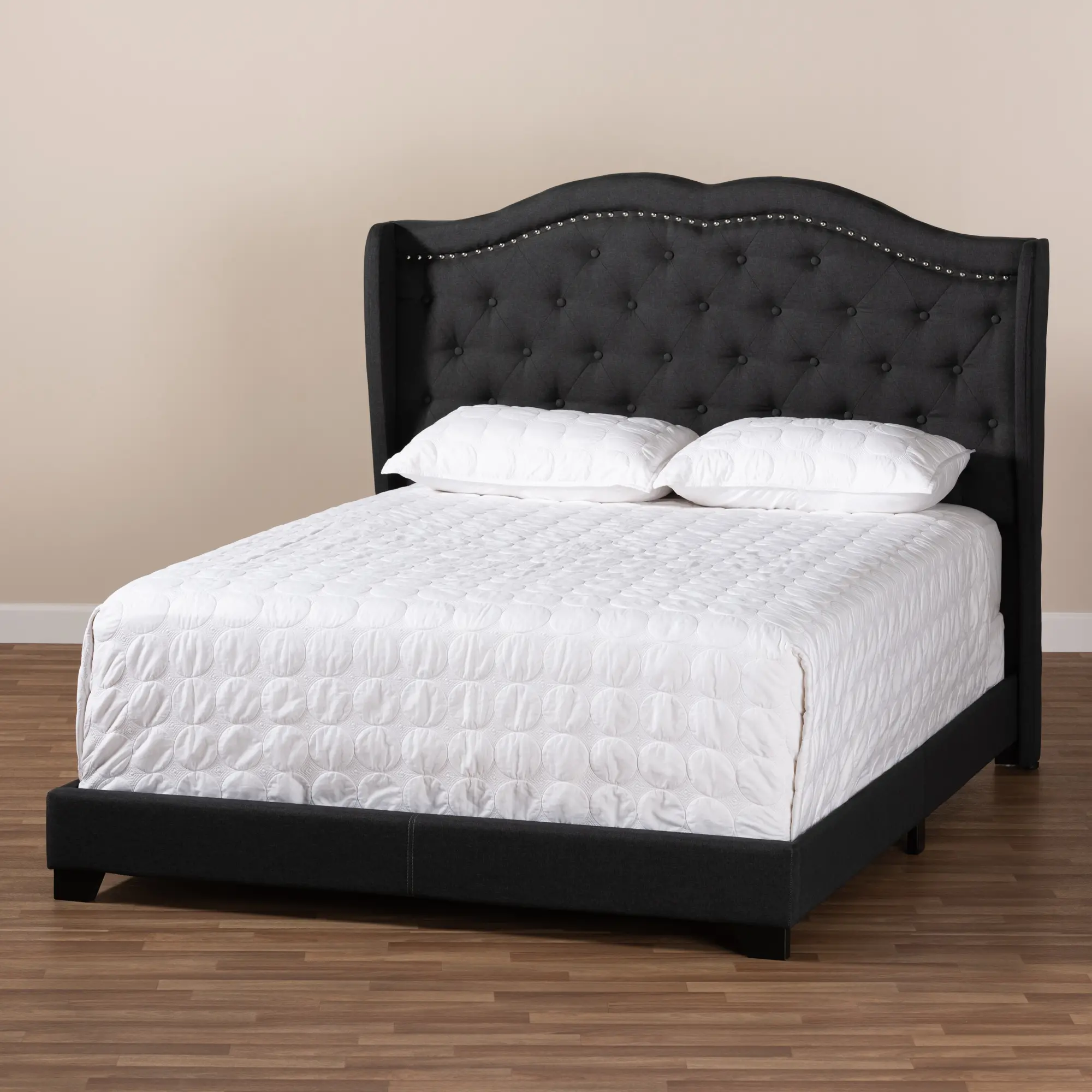 Contemporary Charcoal Gray Upholstered Full Bed - Lainey-2