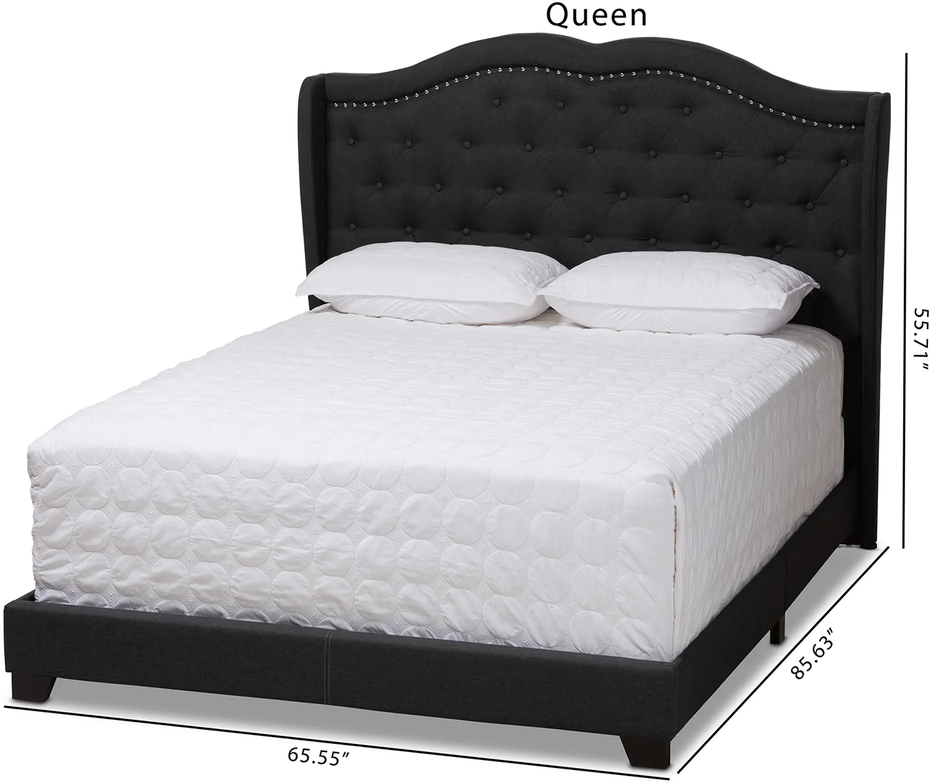 Contemporary Charcoal Gray Upholstered Full Bed - Lainey-8
